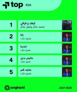 (عمرو دياب)، و(فضل شاكر وابنه).. الأكثر استماعا في (أنغامي) في شهر يوليو